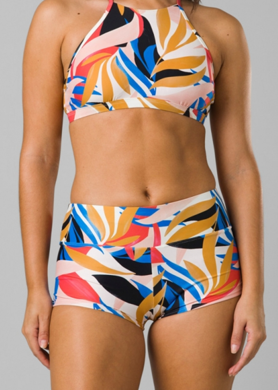 PRANA Women's Datum Swim Bottoms Large Tropics Print Floral Boy Short NWT